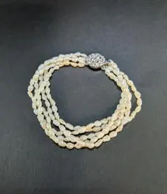 留め具SILVER　淡水パール　5連　ブレスレット