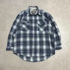 90s y2k 古着vintage オンブレチェックシャツ　ブルー　青　グランジ