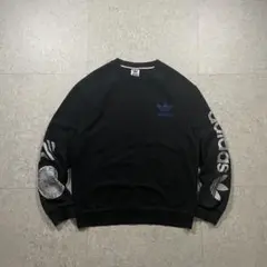 80s adidas スウェット トレフォイル ファイヤーバード黒ヴィンテージL