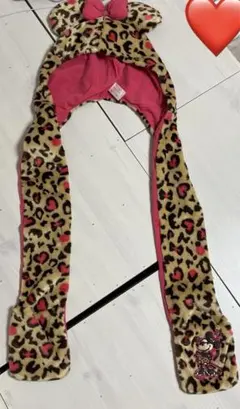 ディズニー　ミニー 豹柄マフラーキャップ