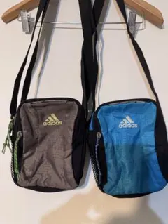 adidas アディダス ミニショルダーバッグ 2点セット ロゴ入り 小物収納