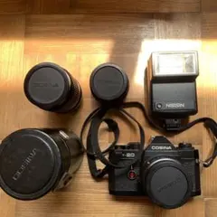 美品レンズ3本付　COSINA T-20 一眼レフカメラ NISSINフラッシュのサムネイル