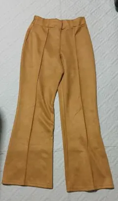 マスタード スエード風 フレアパンツ L