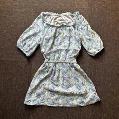 花柄ワンピース 小花柄 フリルネック ウエストゴム フェミニン 姫ガーリー