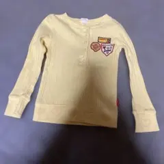 moujonjon イエロー 長袖カットソー ボタン付き 110 厚手