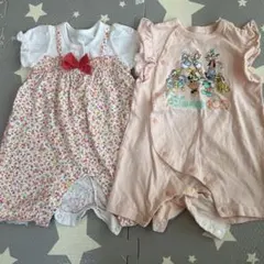 値下げ　Disney 100周年 と　ミキハウス　花柄ロンパース