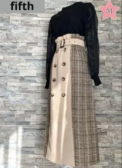 新品タグ付✨fifth✨フィフス　ベルト付き　チェックロング　スカート