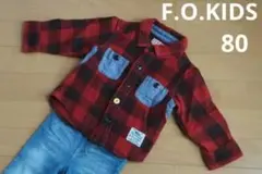 F.O.KIDS　赤　ネルシャツ　チェック シャツ　80cm