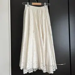 ❁⃘ アイボリー レース フレアロングスカート ❁⃘