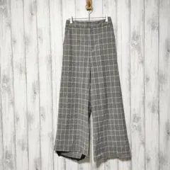 GU ジーユー (L)　チェック ワイドパンツ