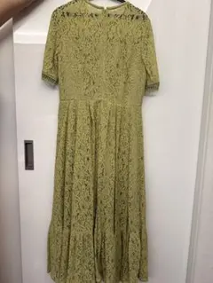 レース 半袖ワンピース ライトグリーン