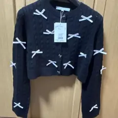 新品タグ付MERCURYDUO ブラックリボンカーディガン Fサイズ定価9460