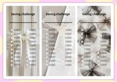 Savingチャレンジシート 貯金シート　白背景