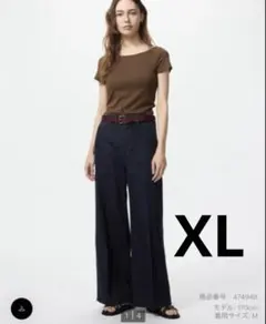 新品　ワイドトラウザー ジーンズ 69 NAVY ユニクロ デニム　XL