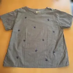 クロコダイル　半袖ブラウス 刺繍入り カーキのサムネイル