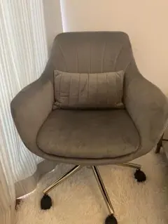 グレー ベロア オフィスチェア 回転式