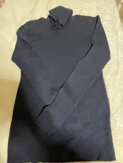 UNIQLO ネイビー リブ編み タートルネック M