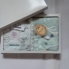 renoma 花柄刺繍 タオルハンカチ 2枚ギフトボックス付き