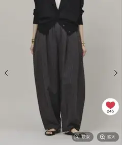 完売カレンソロジー　コットンリネンストライプドロストパンツ