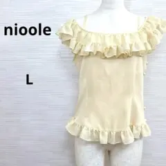 美品★nioole ブラウス　ノースリーブ　日本製　光沢　Lサイズ