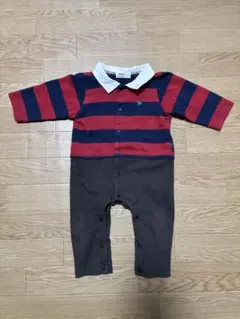 POLO Baby カバーオール ボーダー　赤　ラガーシャツ 80 プティマイン