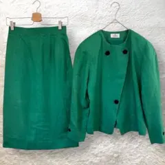 アルタモーダ ロベルタ スカートセットアップ リネン シルク混 グリーン L