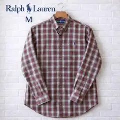 ラルフローレンMチェックシャツ刺繍紺　人気　スリムフィット