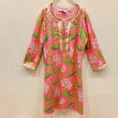 希少価値✨️ 【S】人気 チャイナ服 花柄 ワンピース ピンク 長袖 ひざ丈