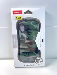 【美品】iselectカモフラージュハイブリッドケース（iPhoneXs/X用）