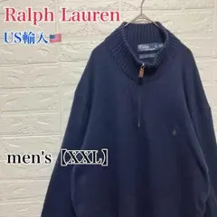 ●F995【US輸入】ラルフローレン ニット ネイビー系 men's【XXL】