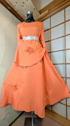 振袖着物リメイクワンピース正絹ウエストリボン付き着丈122センチ身幅60センチ
