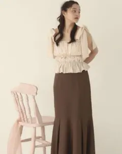 muguet crepe mermaid skirt brown Sサイズ
