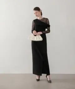 LEJA】フロントツイストデザインシアースリットアイラインドレス 裾
