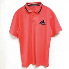 アディダス adidas ワンポイント ポロシャツ 半袖 M オレンジのサムネイル