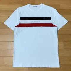 MONCLER☆ロゴリブ クルーネック Tシャツ ホワイト - メルカリ