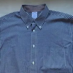 中古　ブルックスブラザーズ　ノーアイロンシャツ　ロゴ入りボタン　Lサイズ