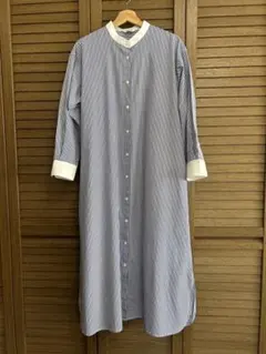 URBAN RESEARCH ストライプシャツワンピース ネイビー×ホワイト