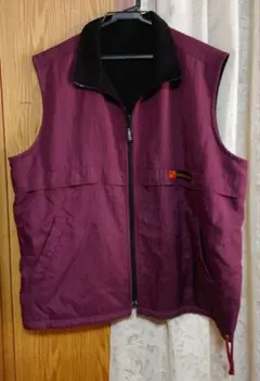 【リバーシブル】90s レトロ アウトドアベスト ボルドー×ブラック