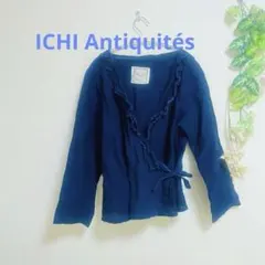 ICHI Antiquités インディゴ染め リネン ラップブラウス
