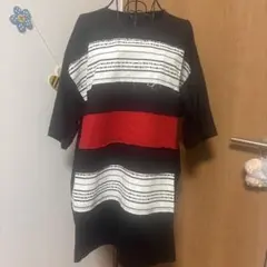 エルロデオ　切り替えデザイン 半袖Tシャツ ブラック レッドのサムネイル