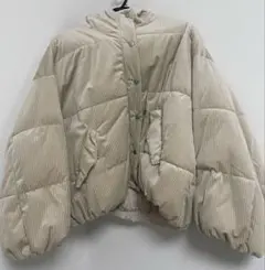 コーデュロイ ベージュ アウター フード付き