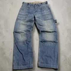 【AVIREX】ペインターパンツ グランジデニム Y2K ヒゲ シンチバック S