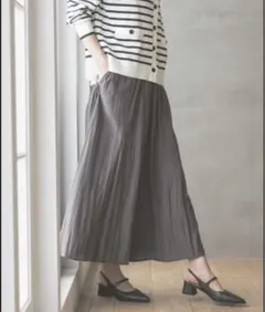 グローバルワーク さらさらリラックス フレア ワイドパンツ スカーチョ M