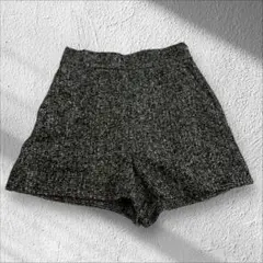 ◎ザラ　ハイウエスト ツイード　ショート　パンツ きれいめ　黒