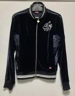 【希少】オニツカタイガー ベロア トラックジャケット ジャージ 黒 Lサイズ