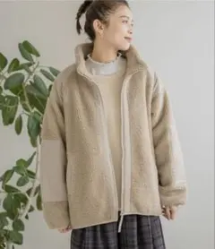 異素材切替えボアブルゾン