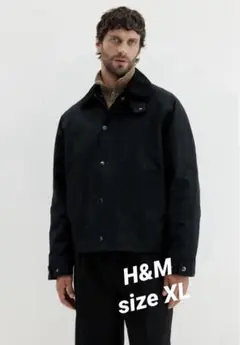 H&M【バブア風】コットンワックスジャケット ブラック　ovyz