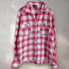 rue21 ギンガムチェック長袖シャツ L ピンク系 カジュアルのサムネイル