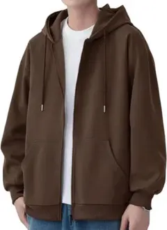 パーカー メンズ Mサイズ　秋 ジップアップ 長袖 フード付き 無地 ゆ