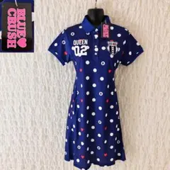 V3 新品 L ブルークラッシュ 紺 ワンピース 半袖のサムネイル
